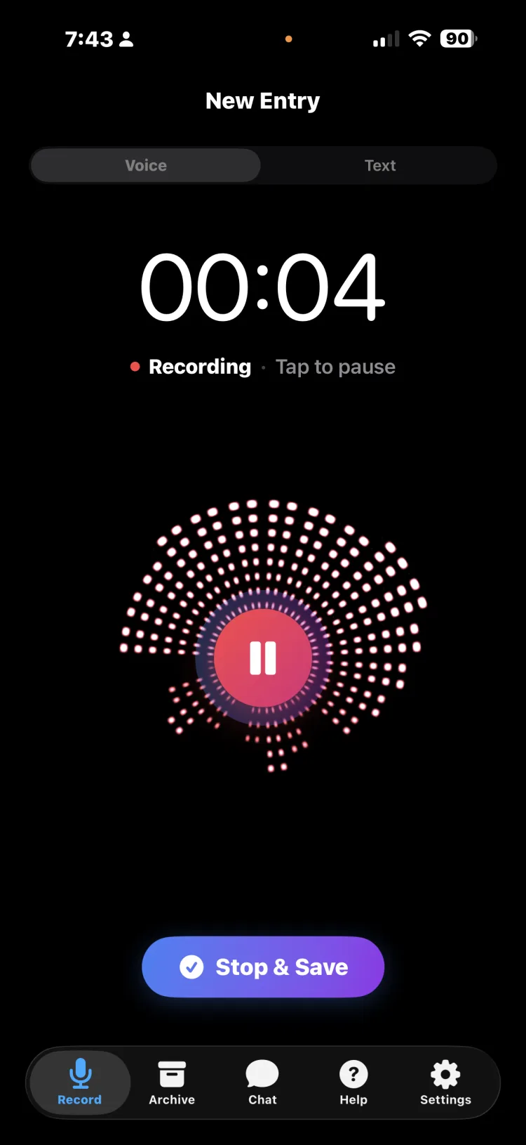 Afterword voice recording screen