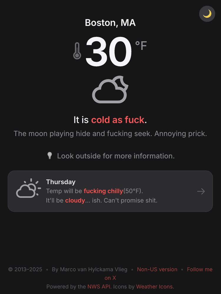 The Last Weather App — Weather information, not weather entertainment.